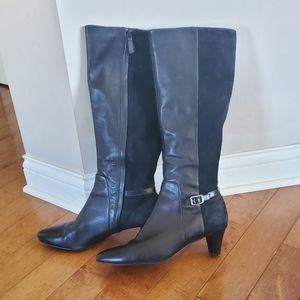 Cole Haan Black Tall Leather Boots in Size 10.5